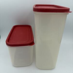 Rubbermaid 4-Piece Modular Canister Set, BPA-Free Food Storage Containers, Red